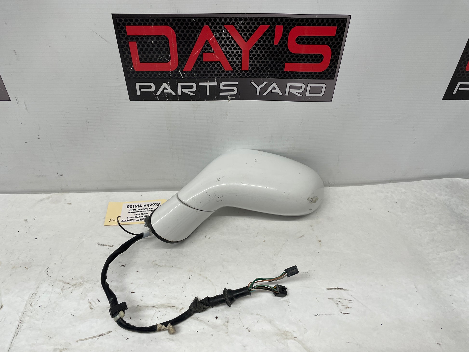 2008 Chevy Corvette LH Driver Exterior Mirror White OEM - Day's Parts Yard