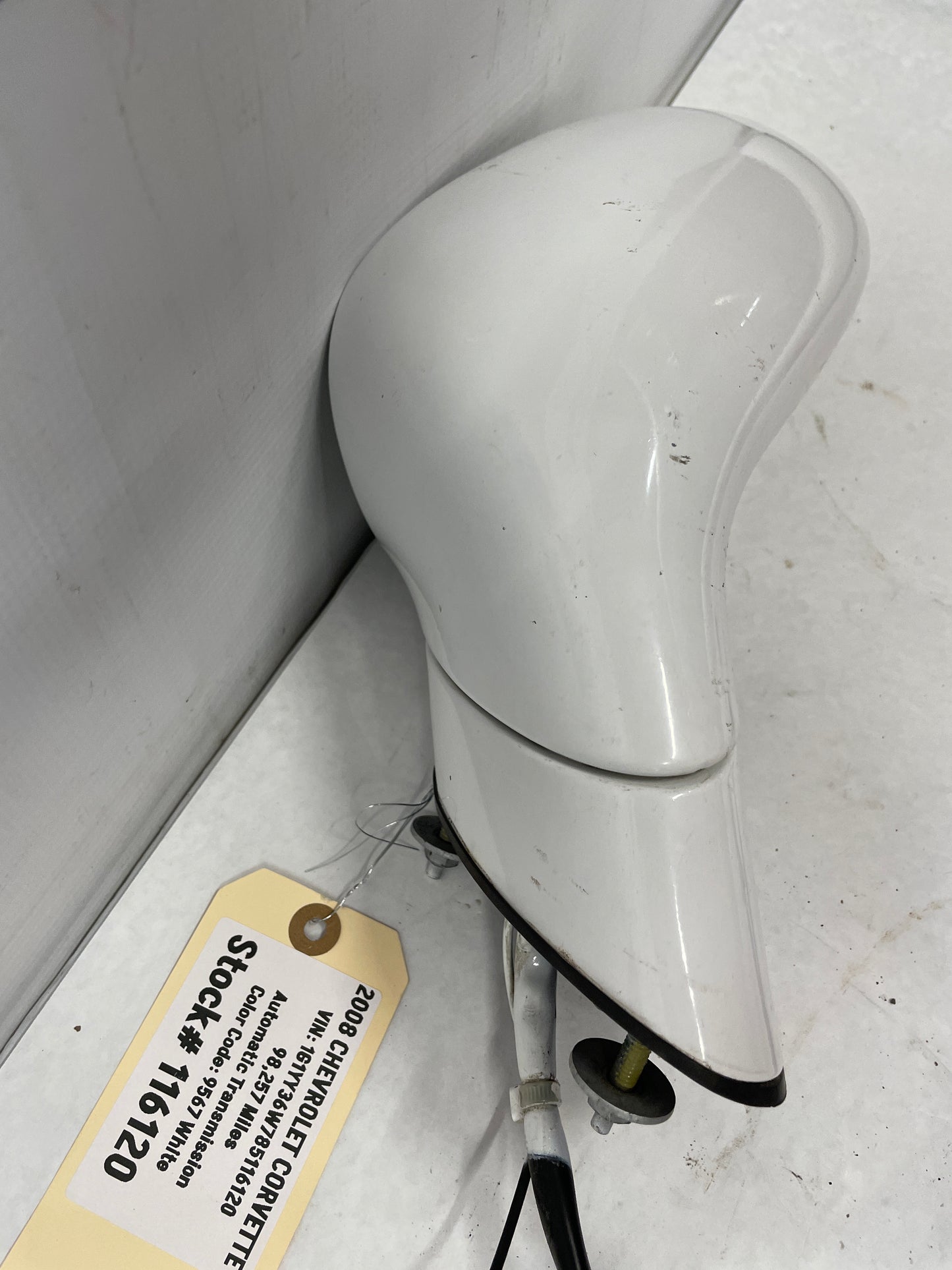 2008 Chevy Corvette LH Driver Exterior Mirror White OEM - Day's Parts Yard