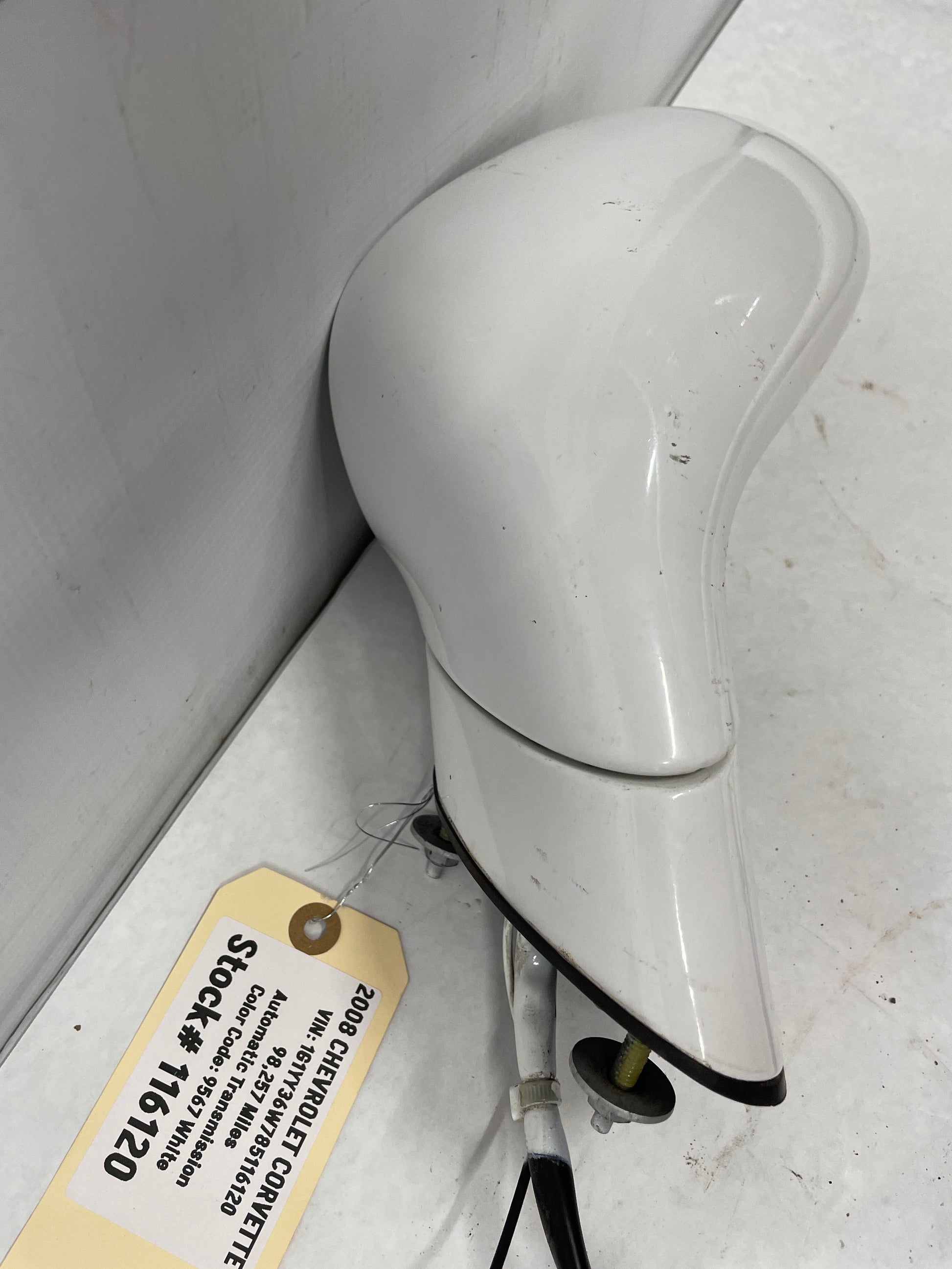 2008 Chevy Corvette LH Driver Exterior Mirror White OEM - Day's Parts Yard