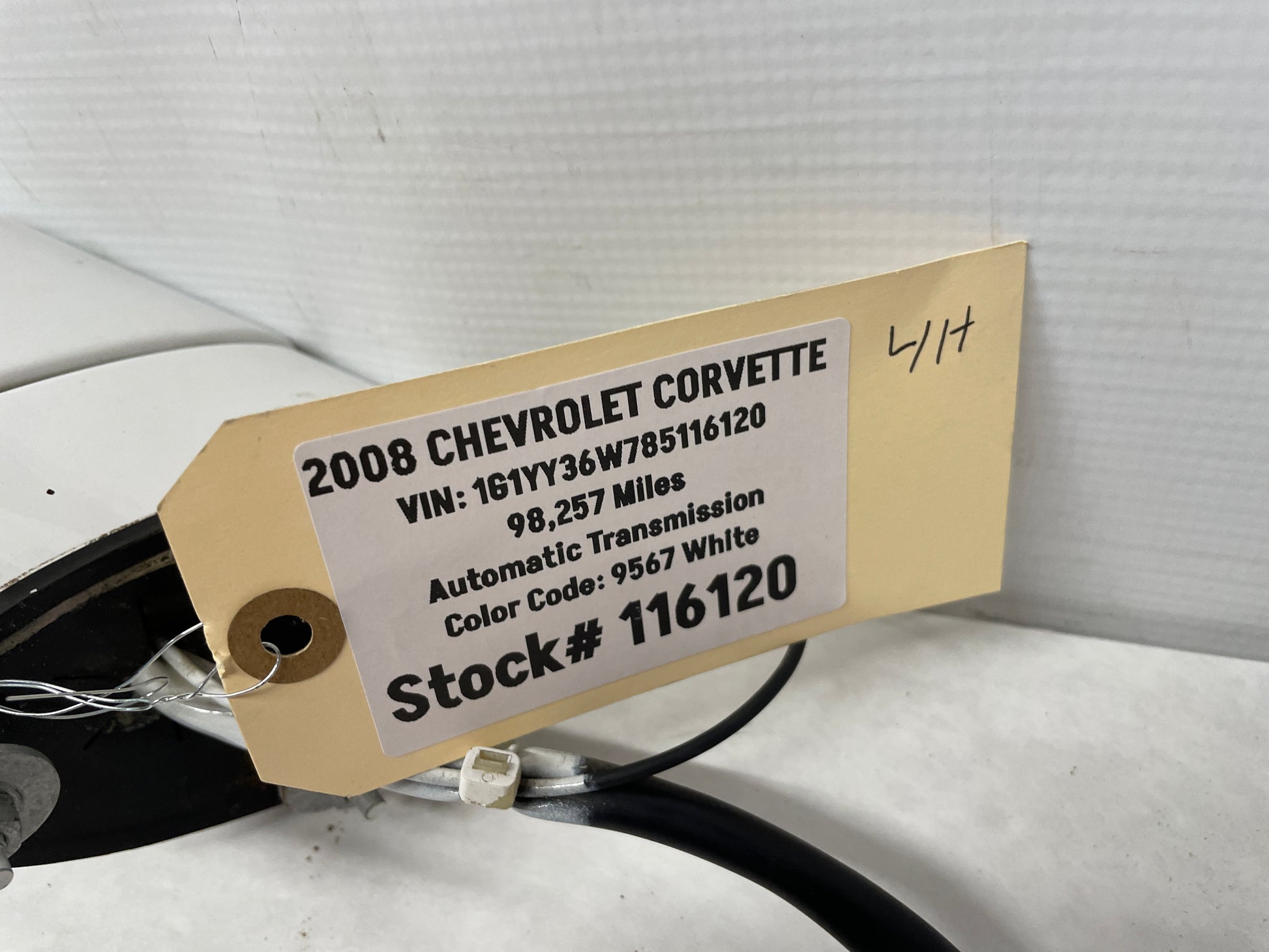 2008 Chevy Corvette LH Driver Exterior Mirror White OEM - Day's Parts Yard