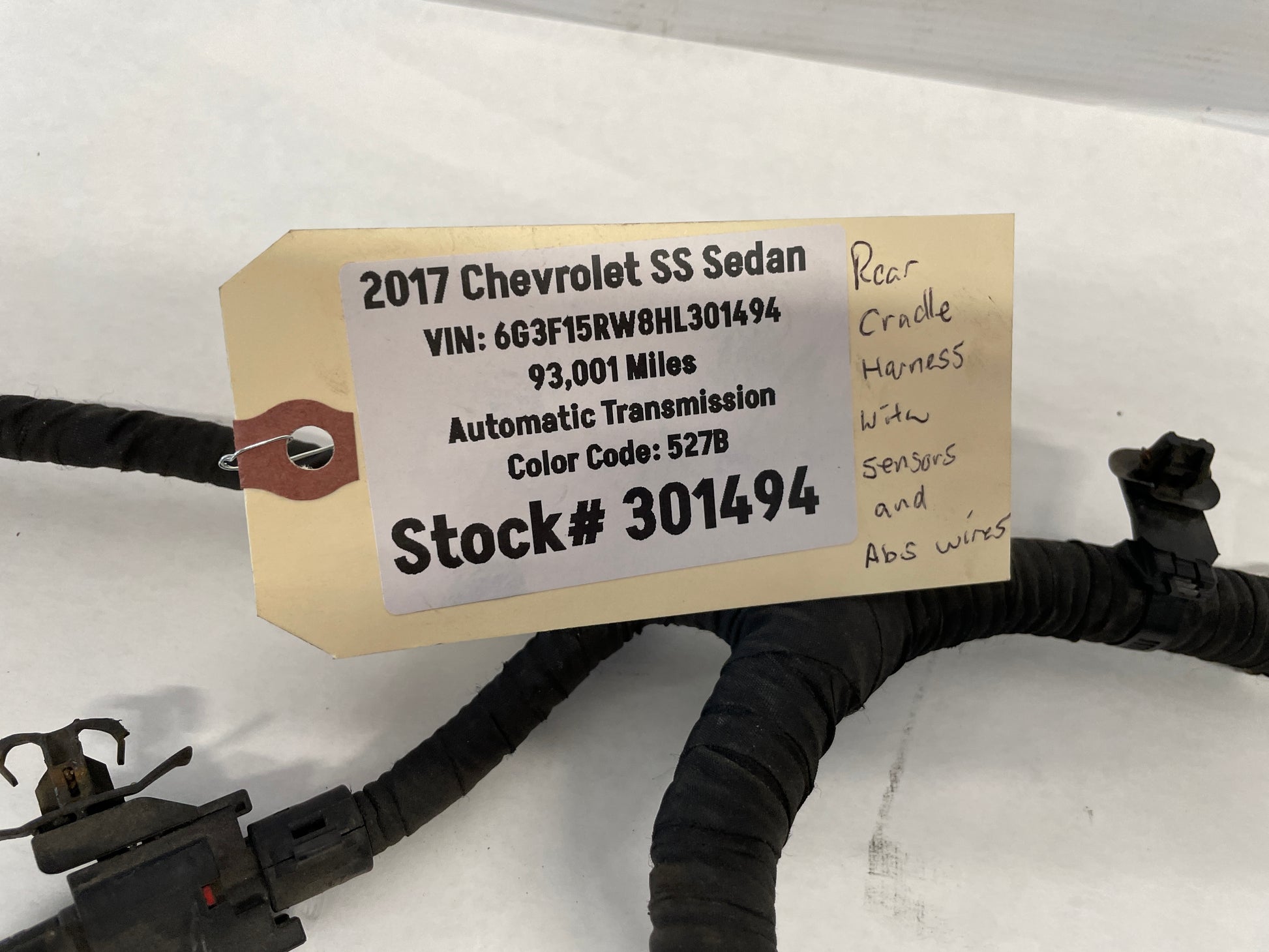 2017 Chevy SS Sedan Rear Suspension Chassis Cradle Subframe Wire Wiring Harness OEM - Day's Parts Yard