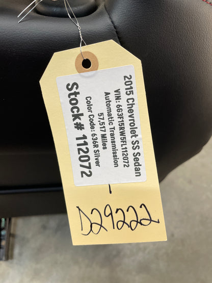 2015 Chevy SS Sedan RH Passenger Front Seat Black Leather Alcantara Suede OEM