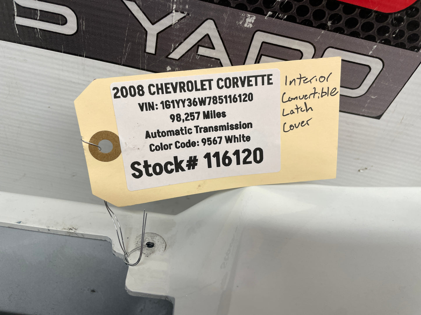 2008 Chevy Corvette Convertible Interior Bulk Head Waterfall OEM - Day's Parts Yard