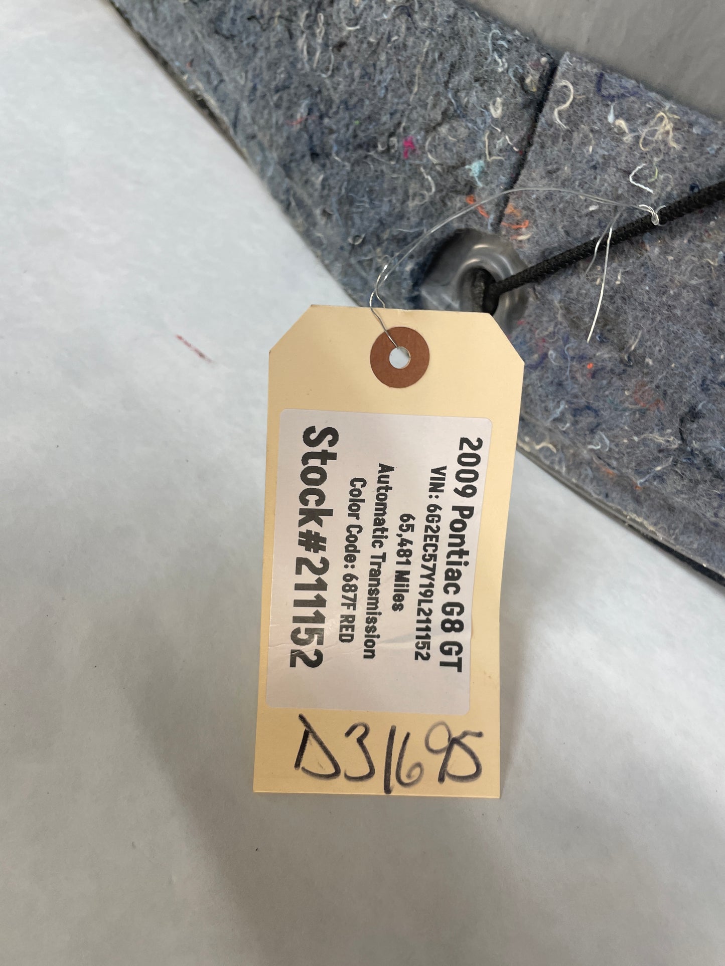 2009 Pontiac G8 GT Spare Tire Trunk Compartment Floor Carpet Mat Panel Cover OEM - Day's Parts Yard