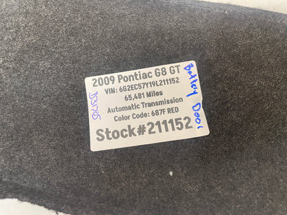 2009 Pontiac G8 GT Battery Stowage Access Hole Door Carpet Felt Trim Cover OEM - Day's Parts Yard