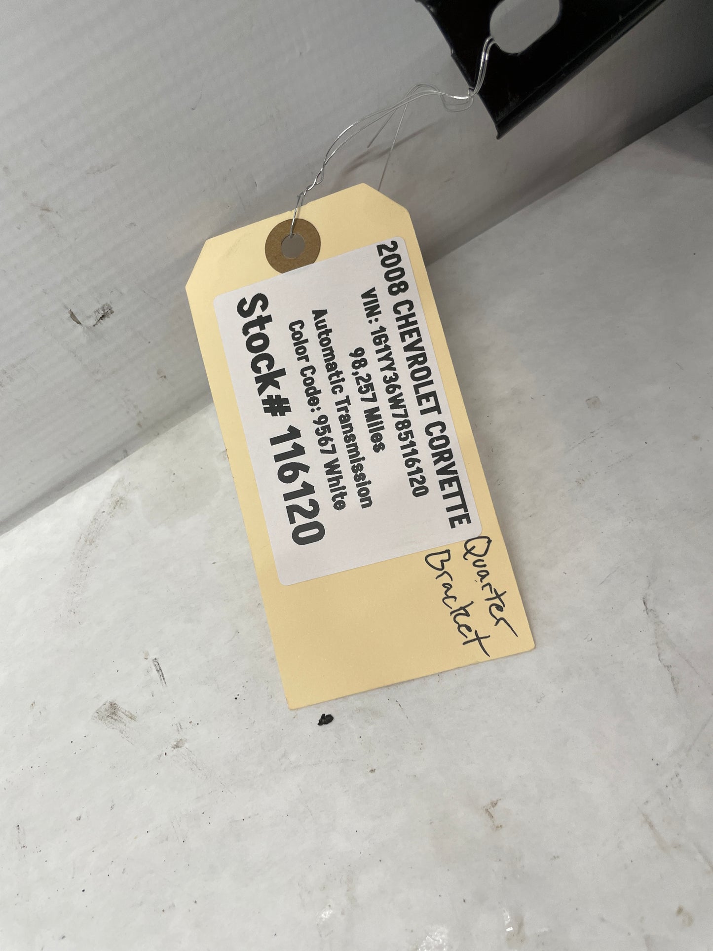 2008 Chevy Corvette LH Driver Quarter Panel Fender Reinforce Bracket OEM - Day's Parts Yard