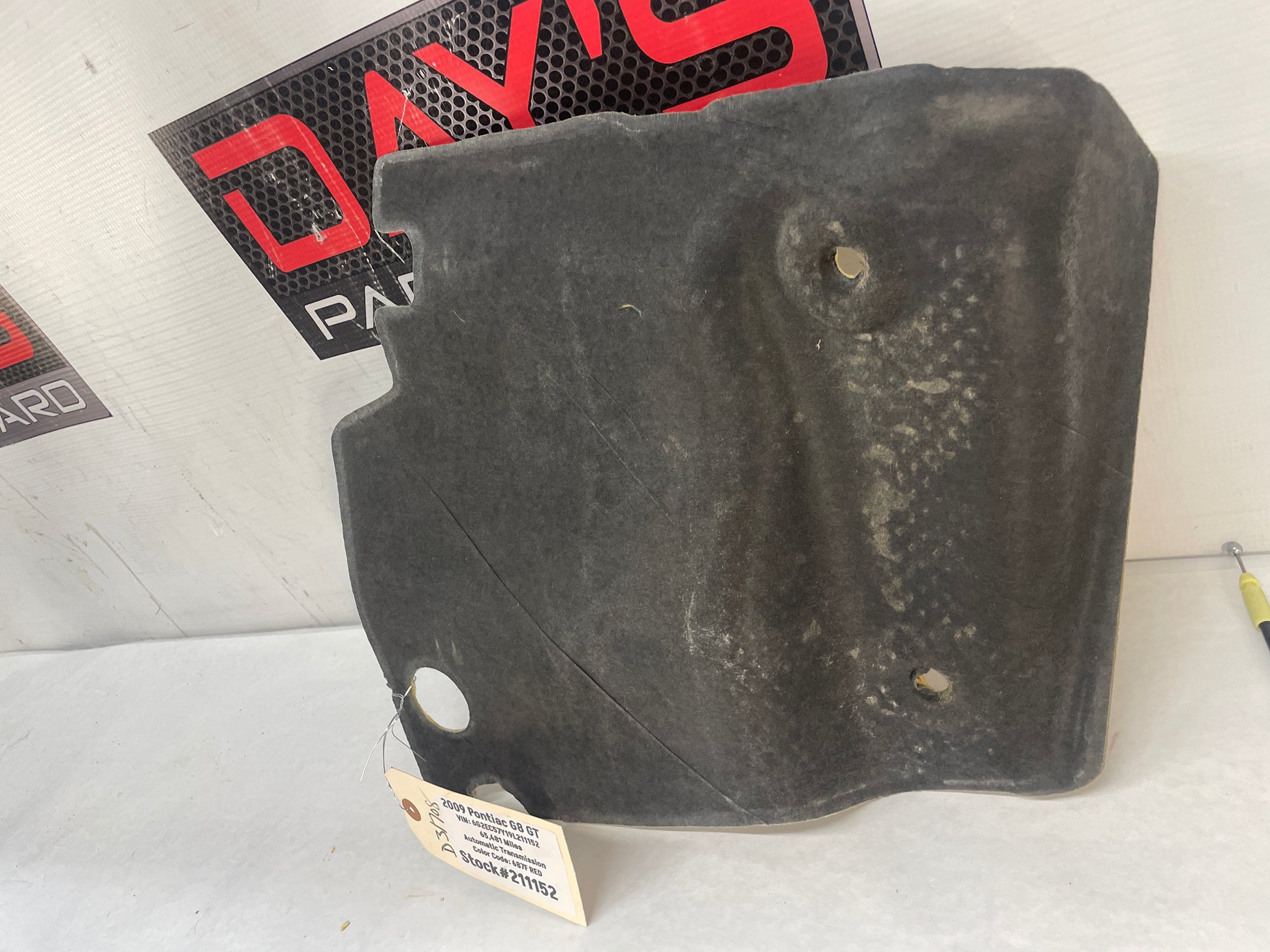 2009 Pontiac G8 GT Fire Wall Engine Bay Felt Heat Shield OEM ???? - Day's Parts Yard