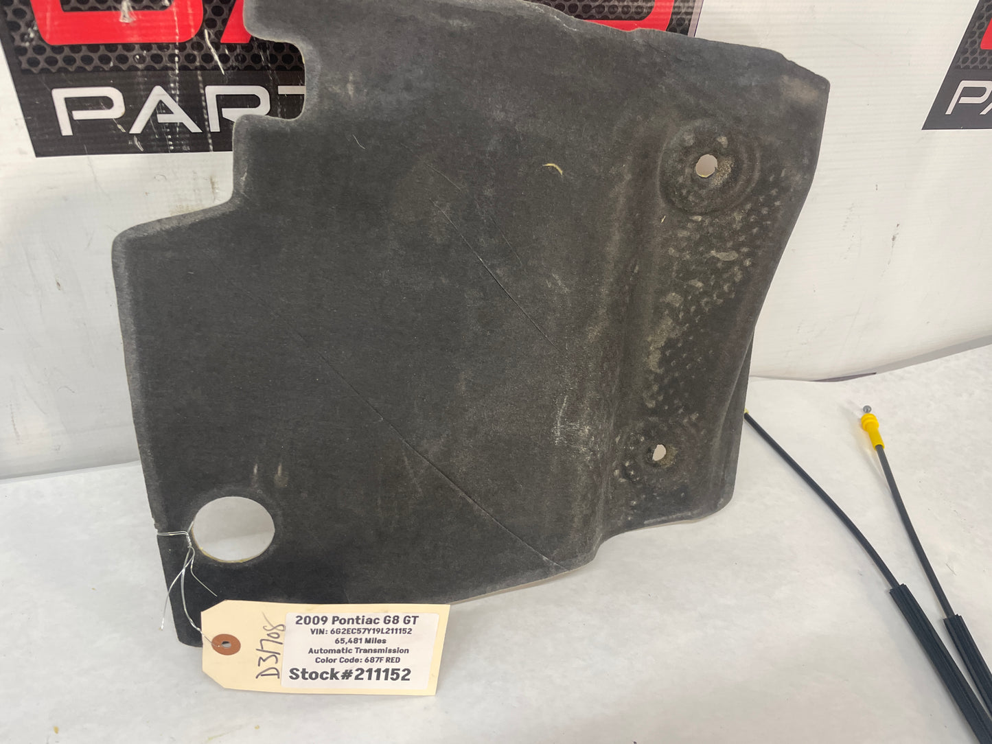 2009 Pontiac G8 GT Fire Wall Engine Bay Felt Heat Shield OEM ???? - Day's Parts Yard