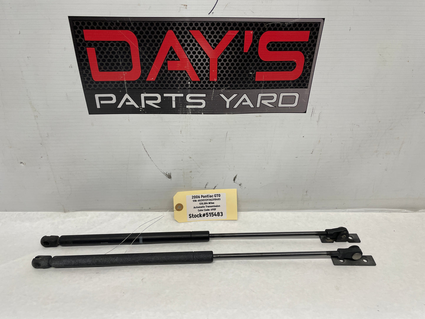 2006 Pontiac GTO RH & LH Hood Gas Lift Support Strut Shocks OEM - Day's Parts Yard