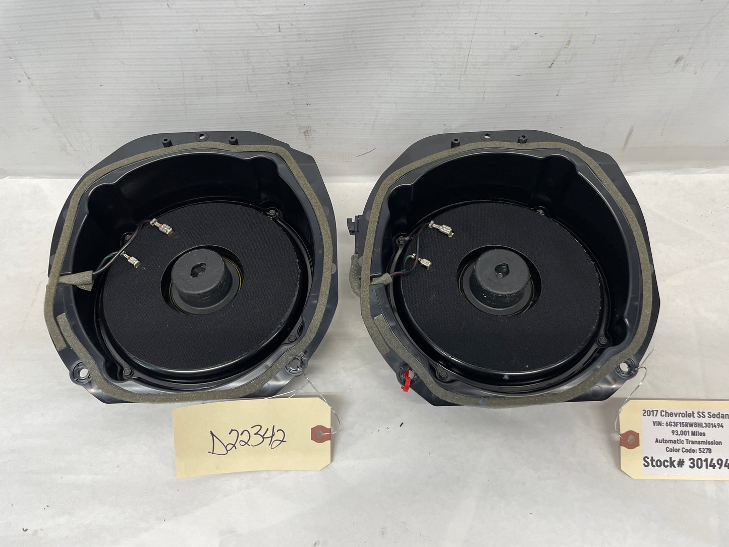 2017 Chevy SS Sedan Bose Rear Package Tray Speakers OEM