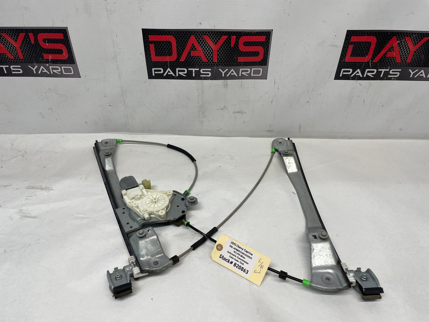 2013 Chevy Caprice LH Driver Front Window Regulator Motor OEM - Day's Parts Yard