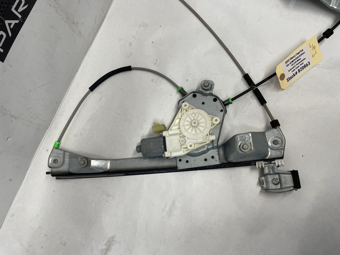 2013 Chevy Caprice LH Driver Front Window Regulator Motor OEM - Day's Parts Yard