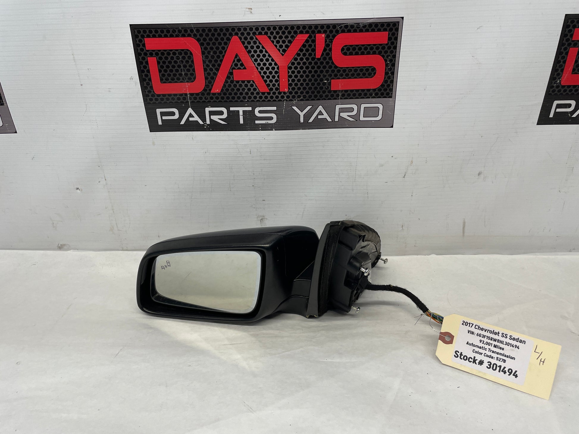 2017 Chevy SS Sedan LH Driver Exterior Side Mirror w/ Lane Change Assist OEM - Day's Parts Yard