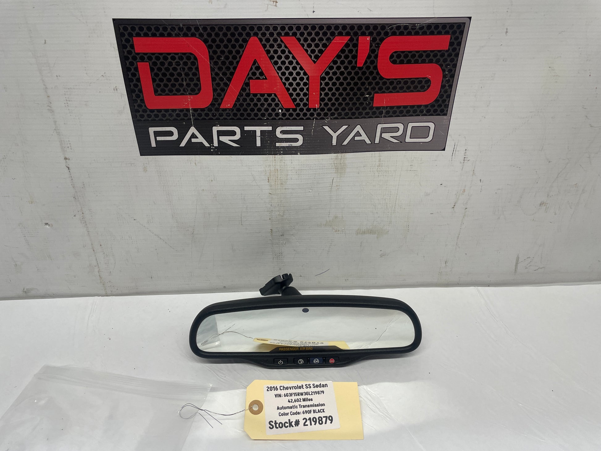 2016 Chevy SS Sedan Rear View Rearview Mirror Auto Dimming & OnStar OEM - Day's Parts Yard