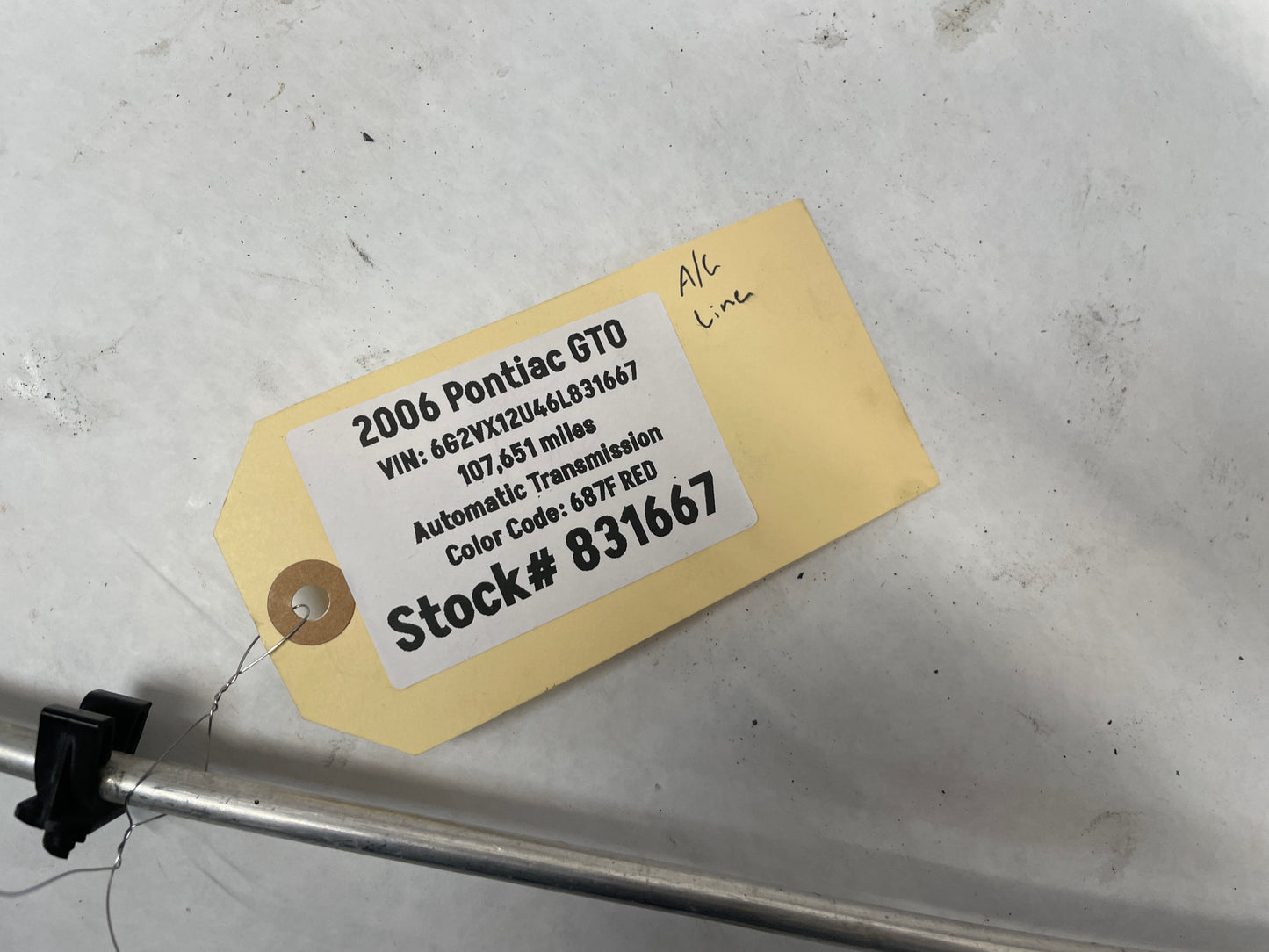 2006 Pontiac GTO AC A/C Air Conditioner Evaporator Line Hose Tube OEM - Day's Parts Yard