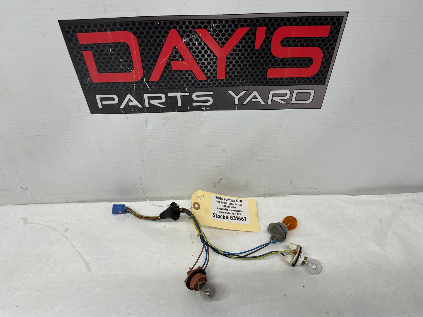 2006 Pontiac GTO LH Driver Tail Light Taillight Wire Wiring Harness OEM - Day's Parts Yard