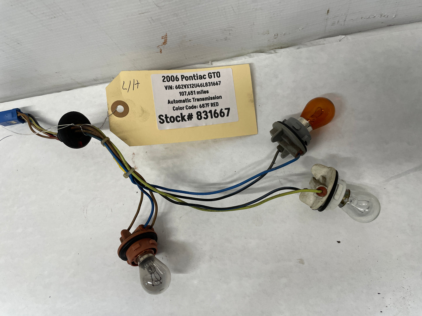 2006 Pontiac GTO LH Driver Tail Light Taillight Wire Wiring Harness OEM - Day's Parts Yard