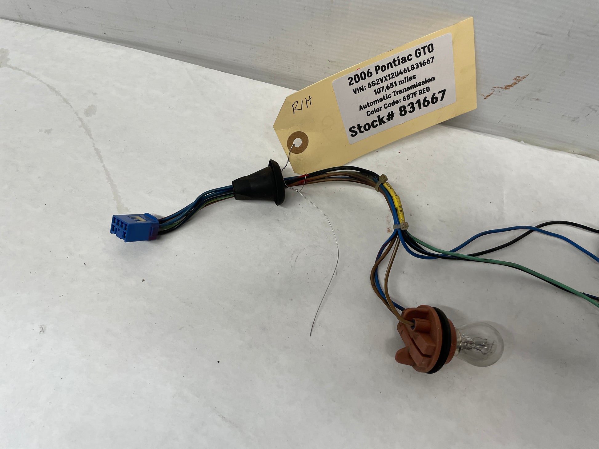 2006 Pontiac GTO RH Passenger Tail Light Taillight Wire Wiring Harness OEM - Day's Parts Yard