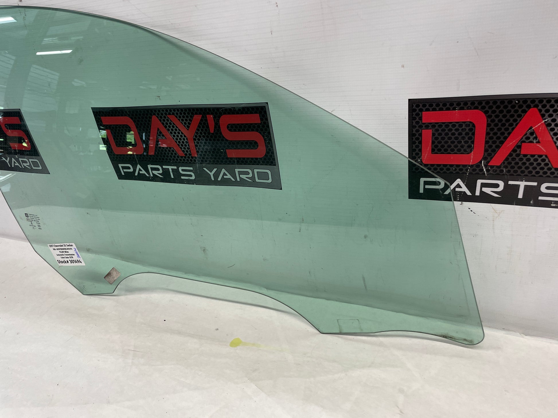 2017 Chevy SS Sedan RH Passenger Front Door Window Glass OEM - Day's Parts Yard