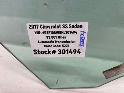 2017 Chevy SS Sedan RH Passenger Front Door Window Glass OEM - Day's Parts Yard