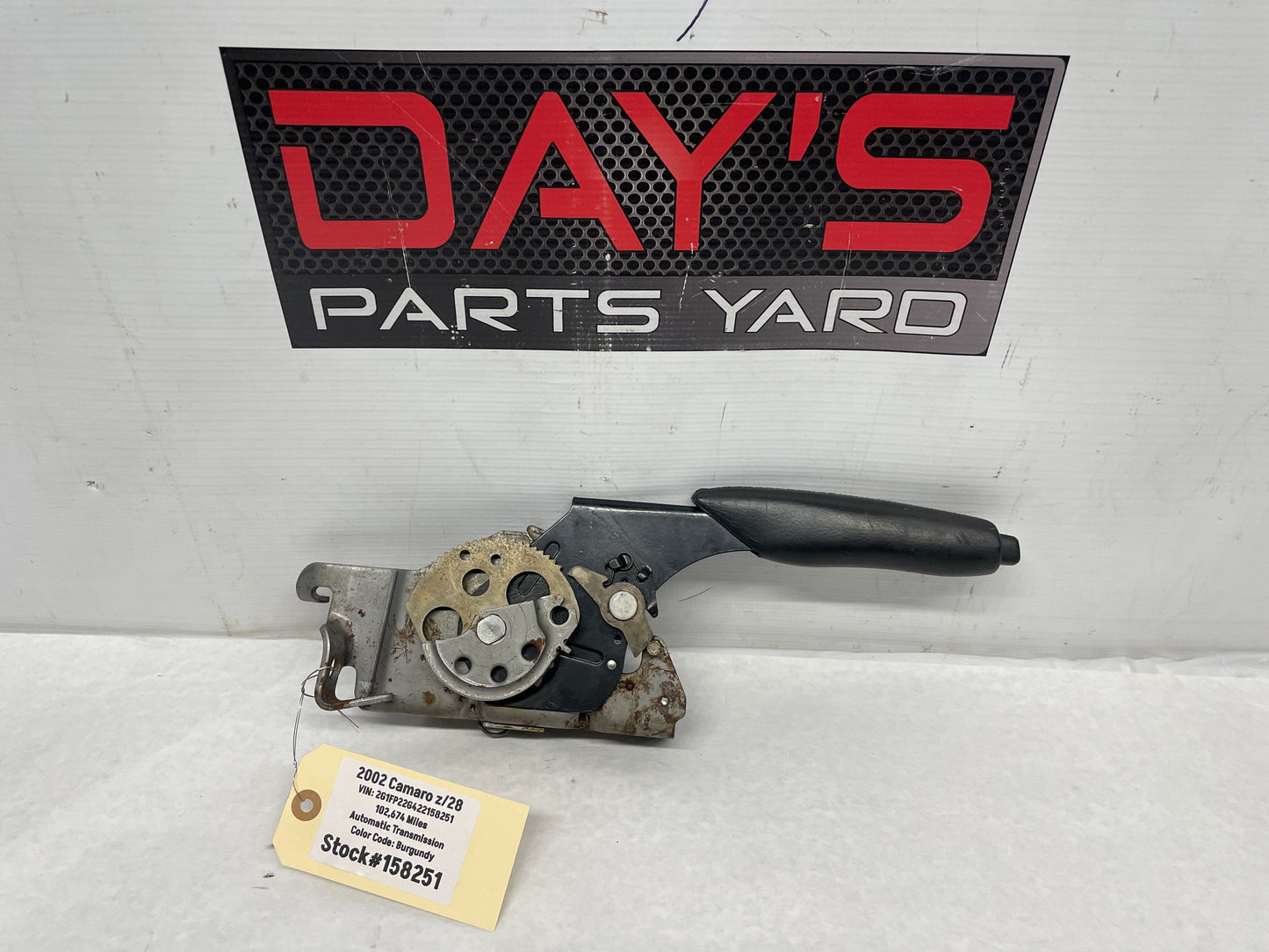 2002 Chevy Camaro Z28 Emergency Parking  E-Brake w/ Black Ebony Leather Handle OEM - Day's Parts Yard