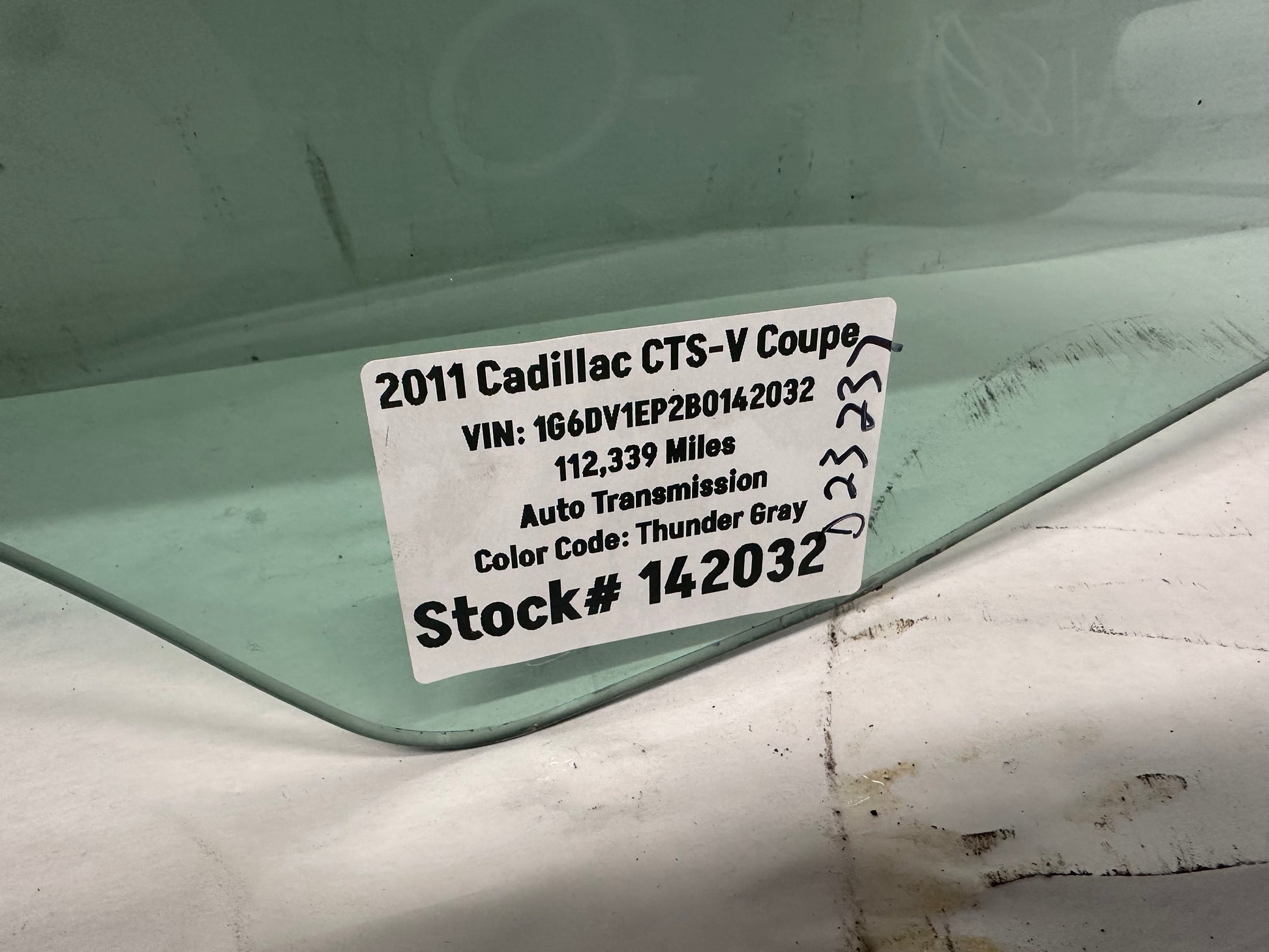 2011 Cadillac CTS-V Coupe RH Passenger Front Door Window Glass OEM - Day's Parts Yard