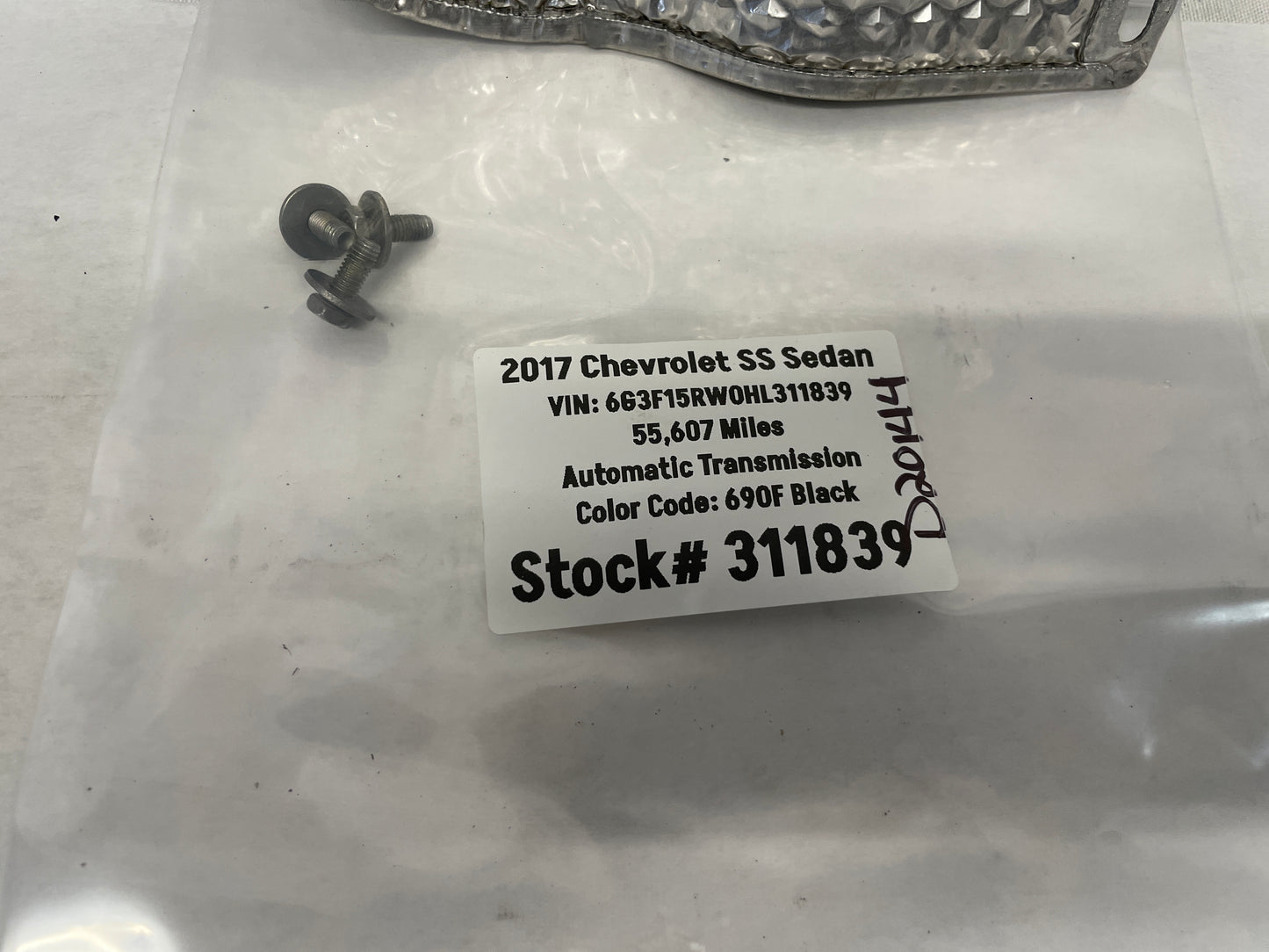 2017 Chevy SS Sedan Engine Motor Starter Heat Shield OEM