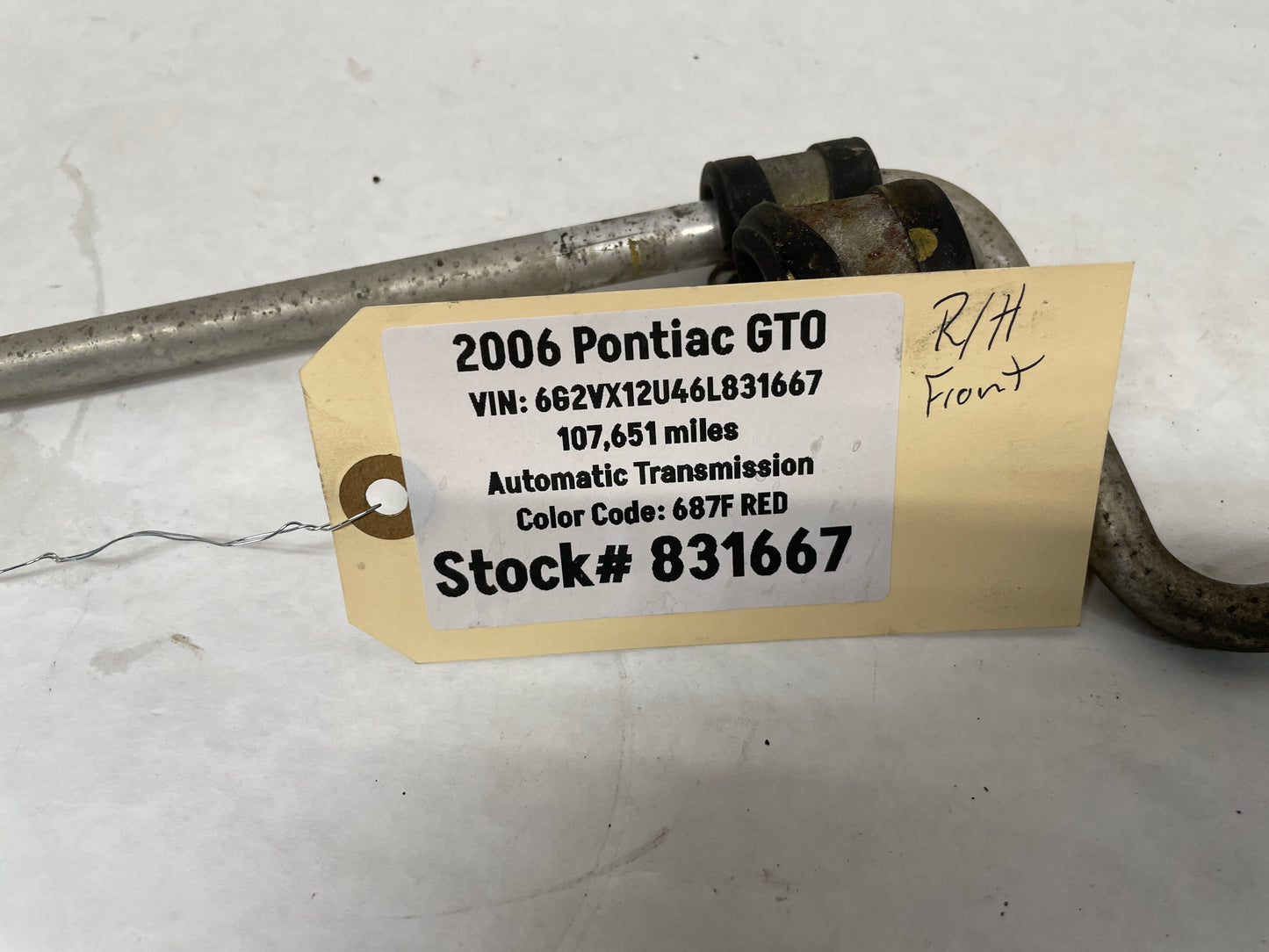 2006 Pontiac GTO A/C AC Air Conditioner Line Hose Tube OEM - Day's Parts Yard