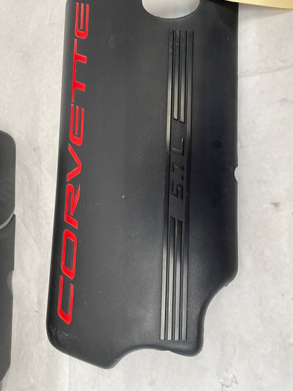2004 Chevy C5 Corvette Engine Motor Fuel Rail Valve Covers Black & Red OEM - Day's Parts Yard