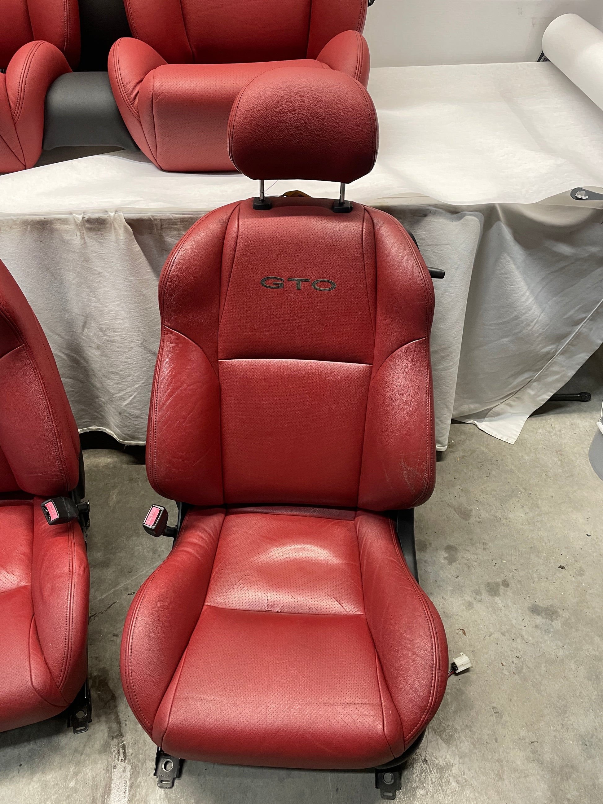 2004 Pontiac GTO Seats Front and Rear Red Leather OEM - Day's Parts Yard