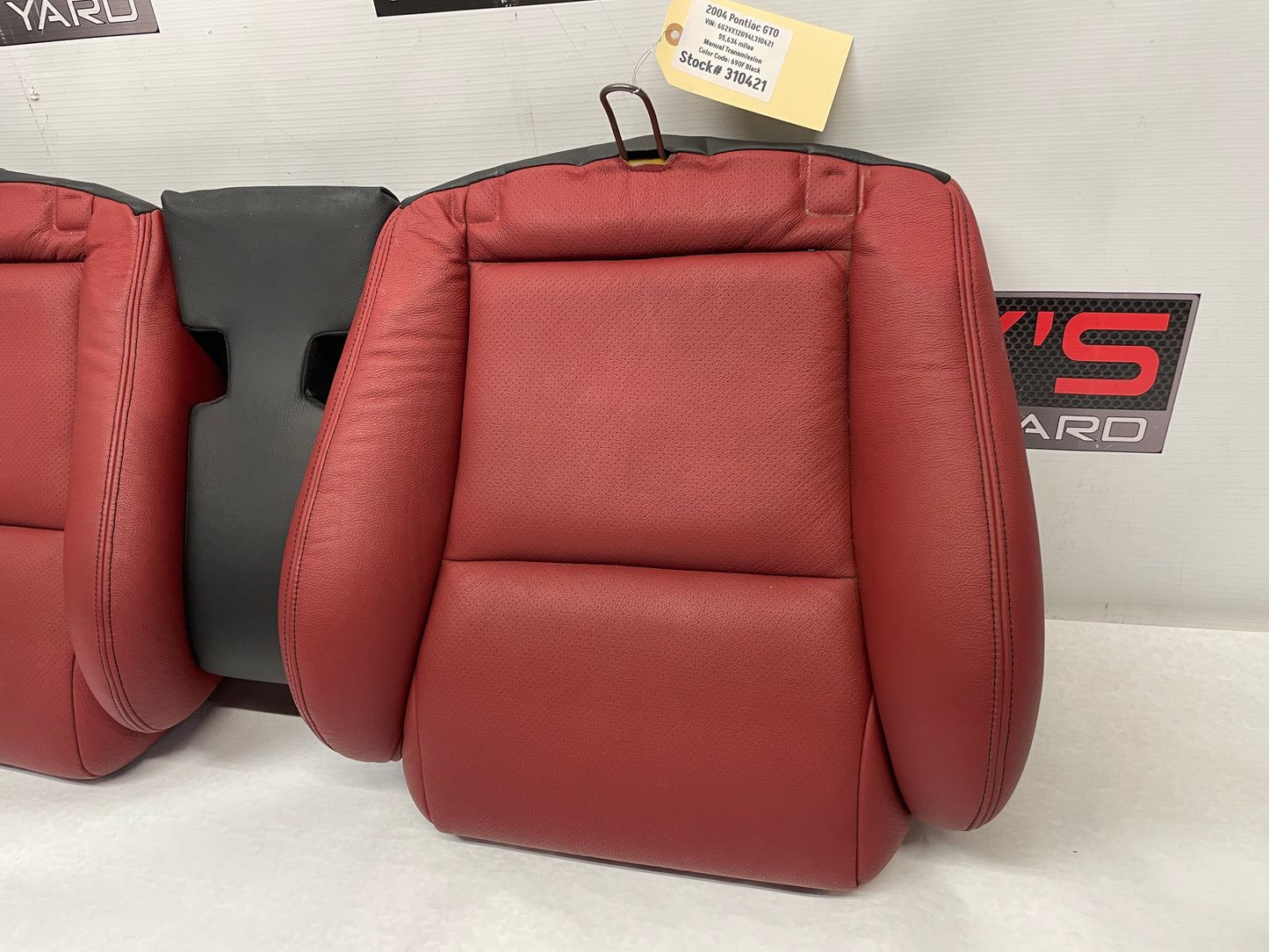 2004 Pontiac GTO Seats Front and Rear Red Leather OEM - Day's Parts Yard