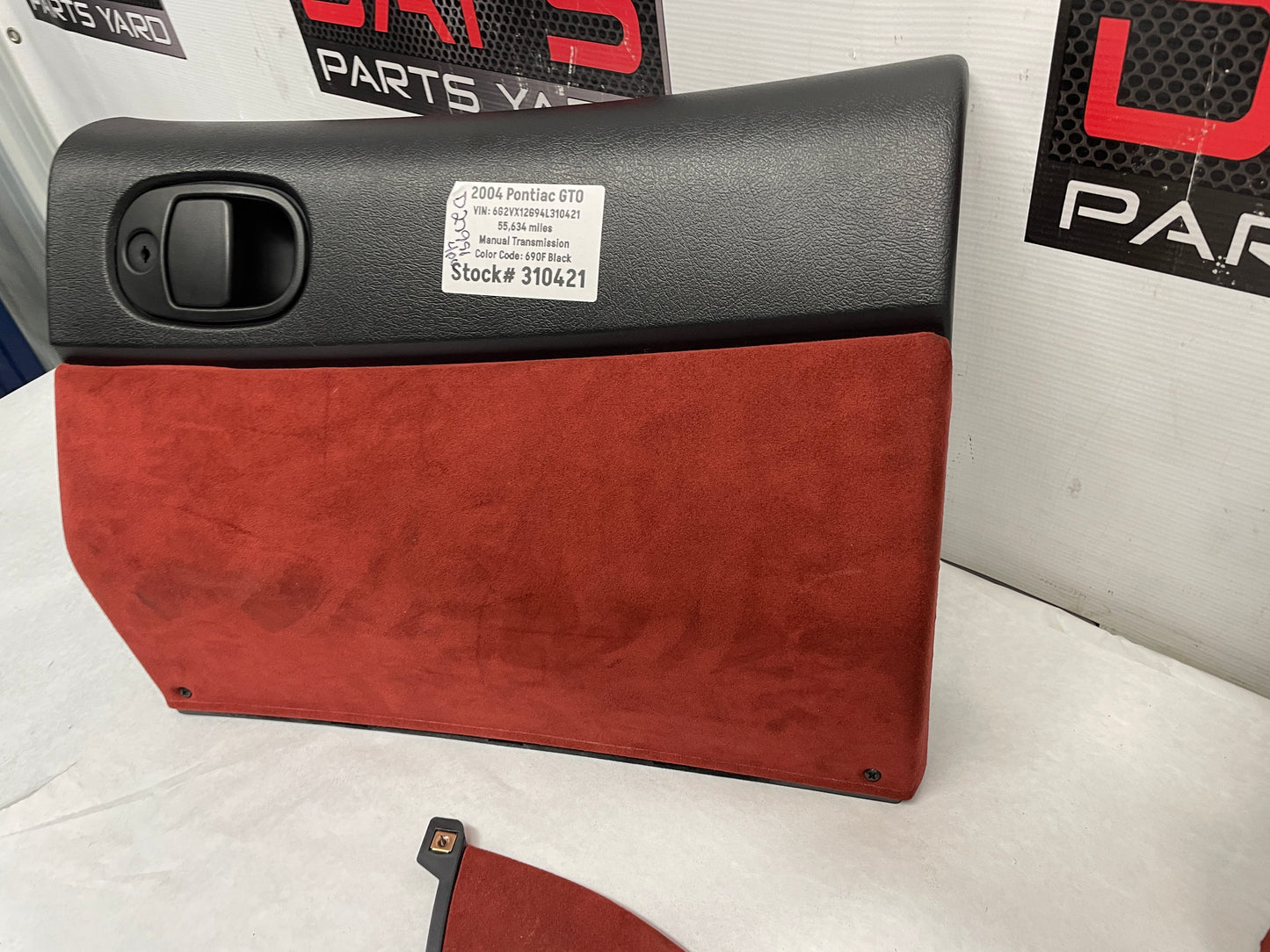 2004 Pontiac GTO Red Interior Trim Glove Box Knee Bolster Console Suedes OEM - Day's Parts Yard