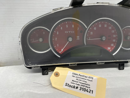 2004 Pontiac GTO Red Gauge Cluster Speedometer OEM - Day's Parts Yard