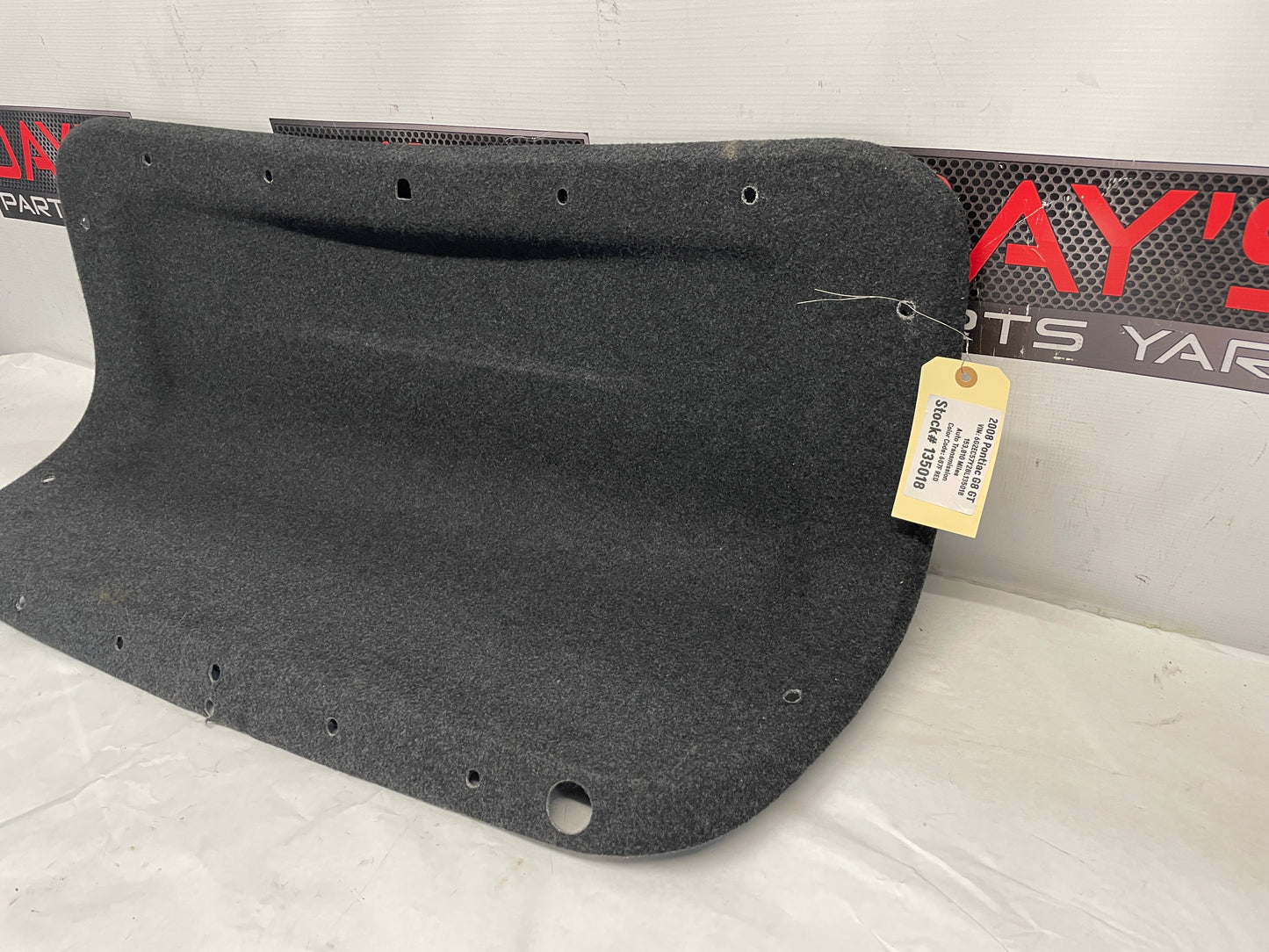 2008 Pontiac G8 GT Trunk Deck Lid Liner Carpet Felt OEM - Day's Parts Yard