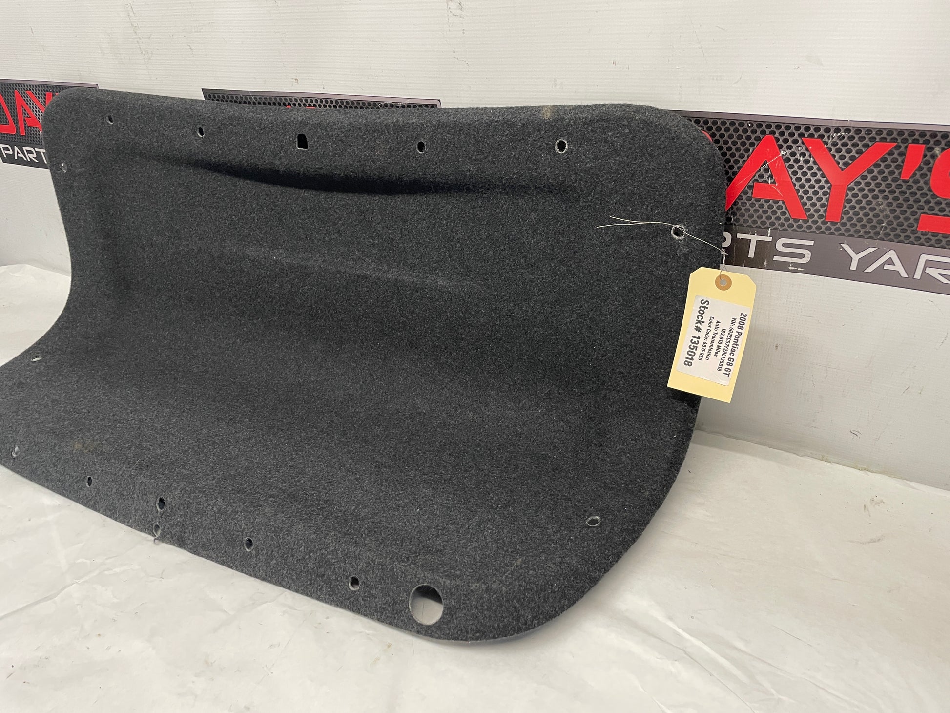 2008 Pontiac G8 GT Trunk Deck Lid Liner Carpet Felt OEM - Day's Parts Yard