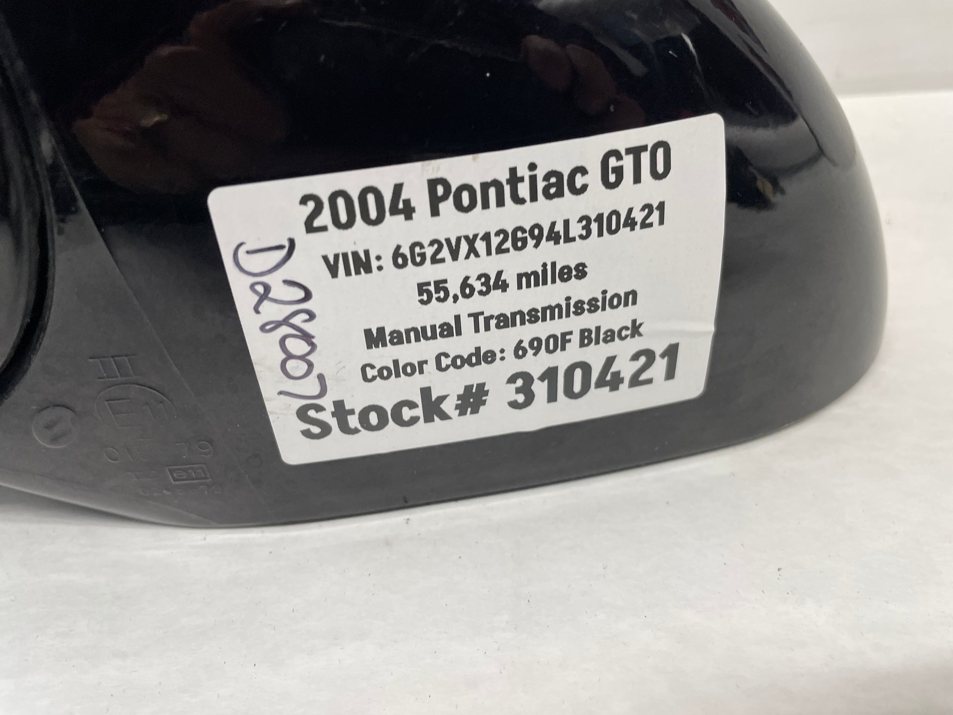 2004 Pontiac GTO LH Driver Exterior Side Mirror Black OEM - Day's Parts Yard