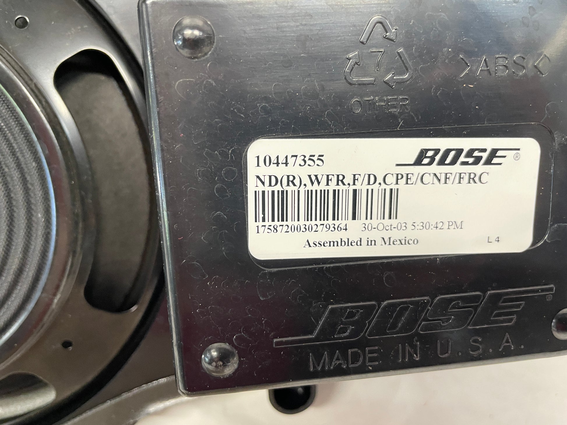 2004 Chevy C5 Corvette RH Passenger Front Door Bose Speaker OEM - Day's Parts Yard