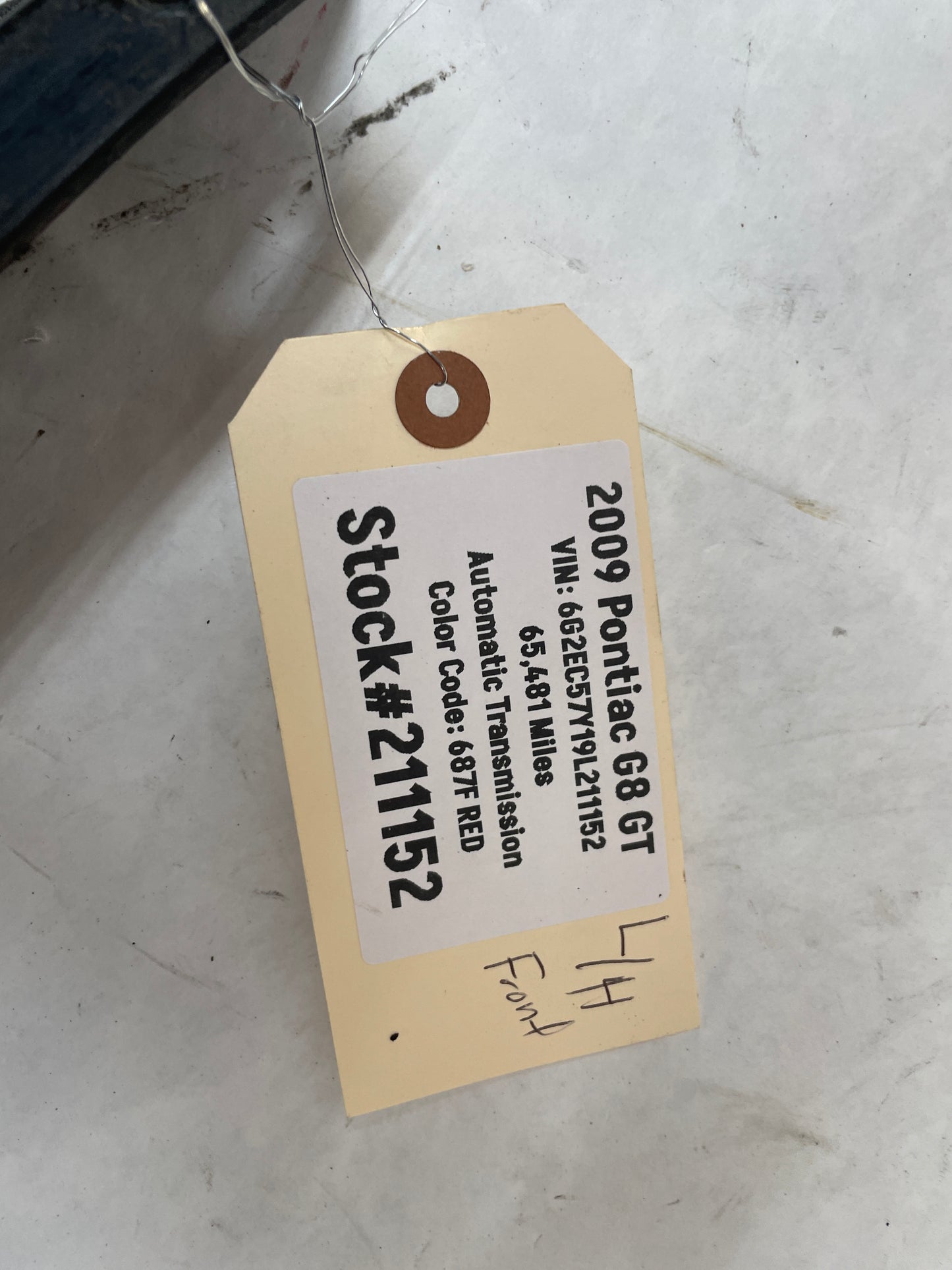 2009 Pontiac G8 GT LH Driver Front Splash Guard Mud Flap OEM - Day's Parts Yard