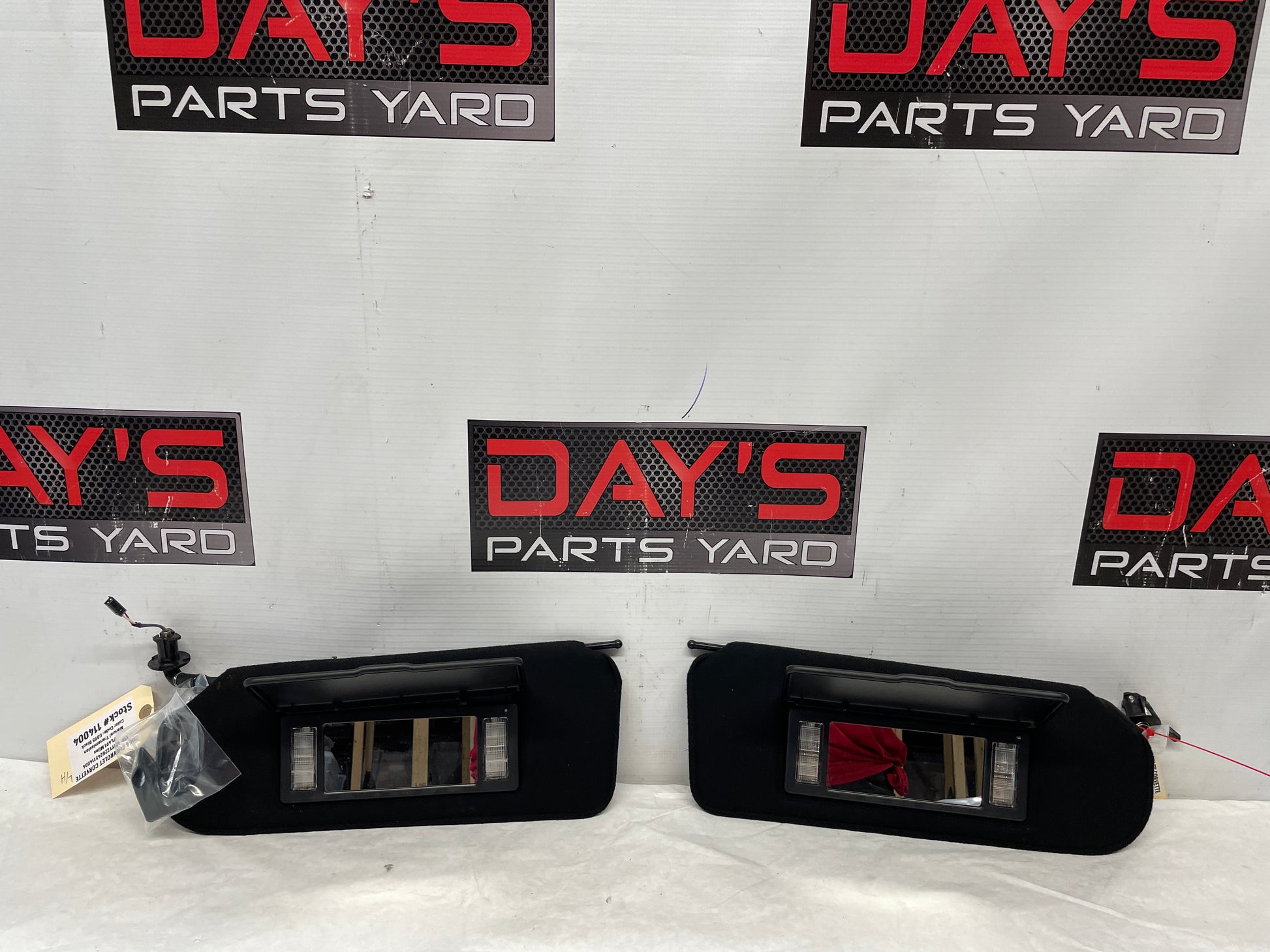 2004 Chevy C5 Corvette RH & LH Sun Visor Sunvisors w/ Clips OEM - Day's Parts Yard