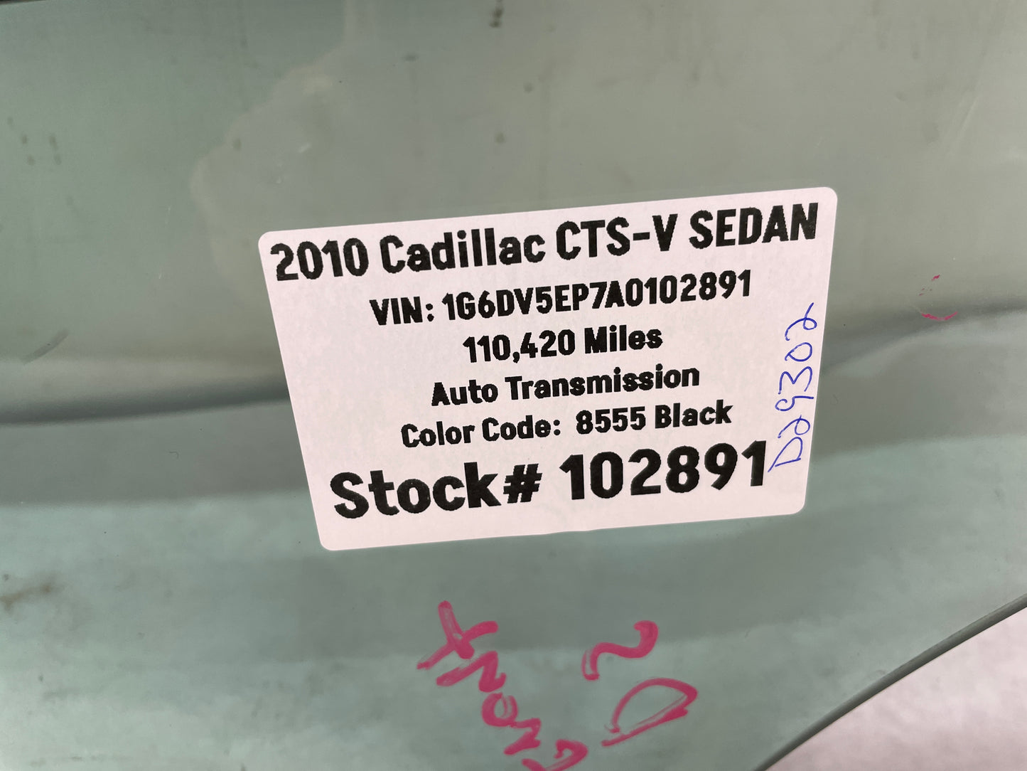 2010 Cadillac CTS-V Sedan LH Driver Front Door Window Glass OEM