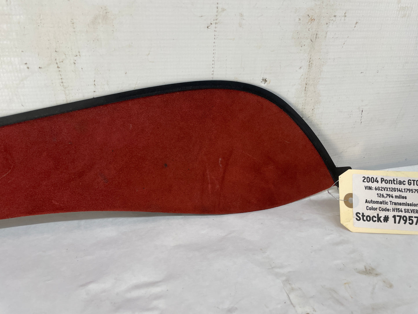 2004 Pontiac GTO LH Driver Center Console Suede Insert Trim Panel OEM Red