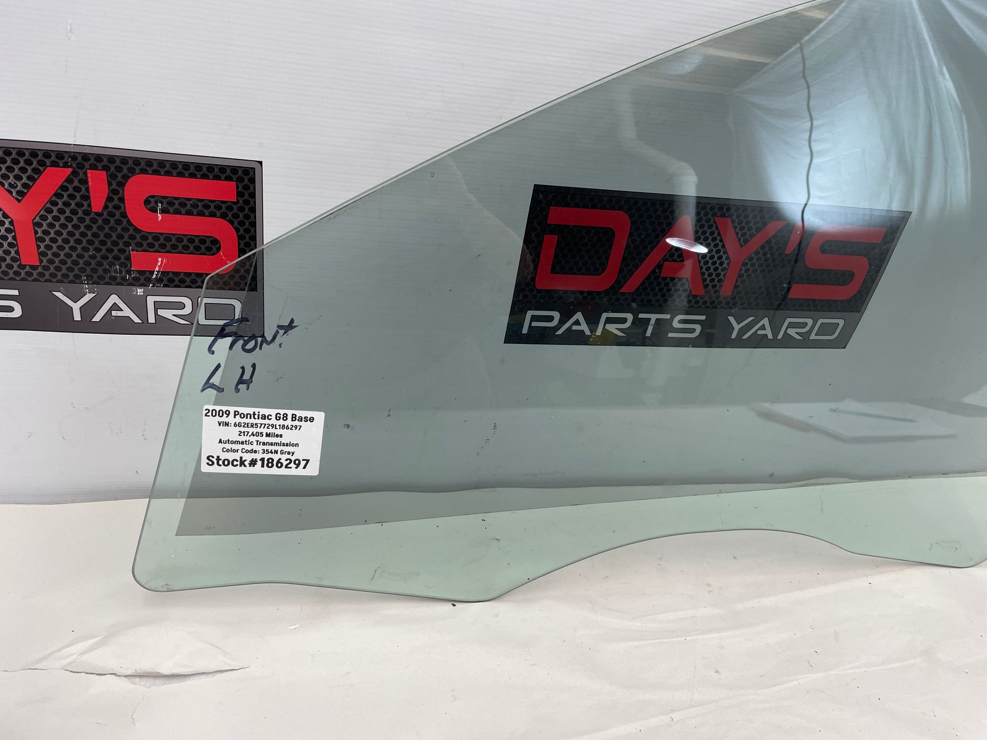 2009 Pontiac G8 Base Front LH Driver Door Window Glass OEM - Day's Parts Yard