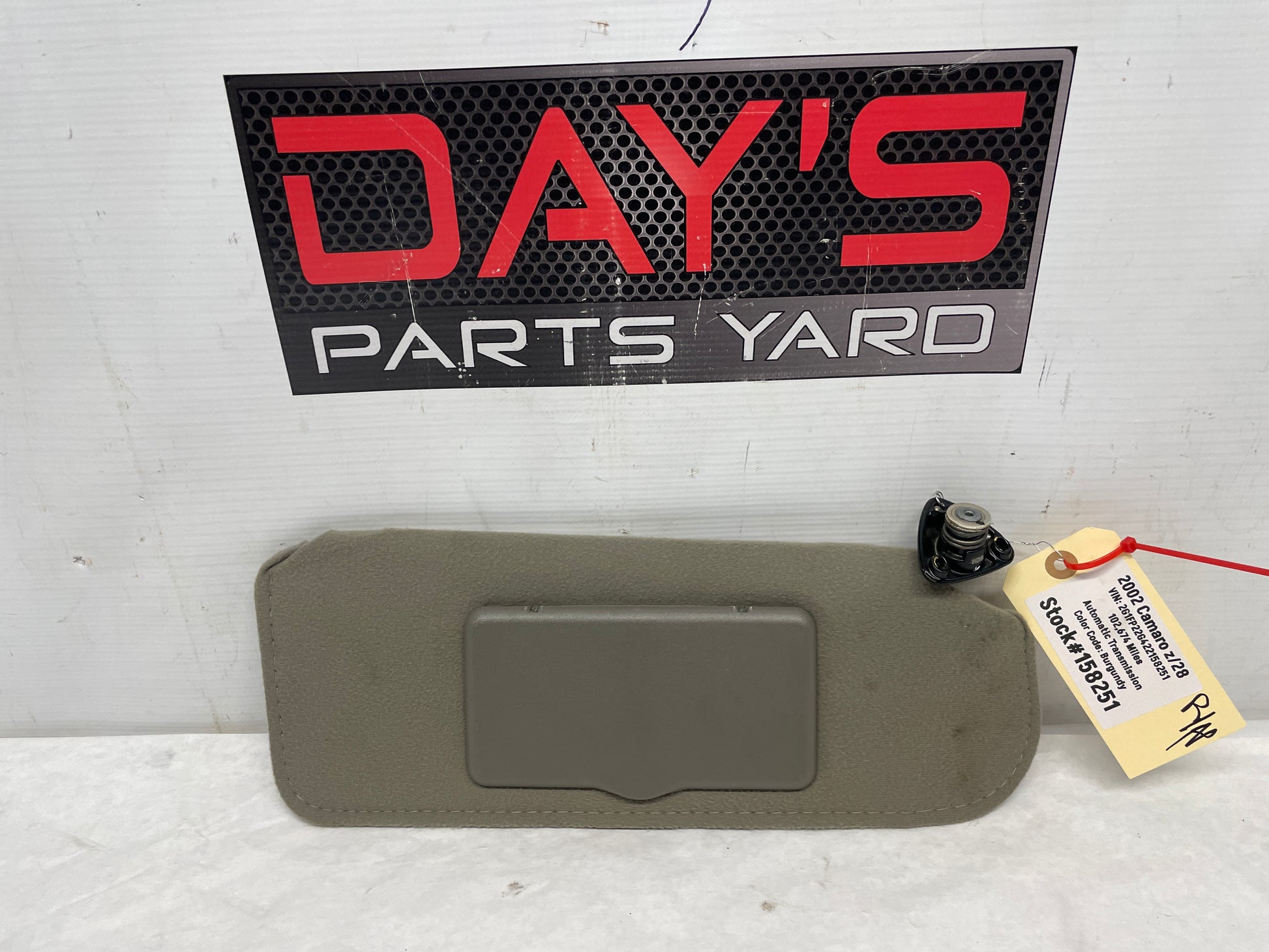 2002 Chevy Camaro Z28 RH Passenger Sunvisor Sun Visor OEM - Day's Parts Yard