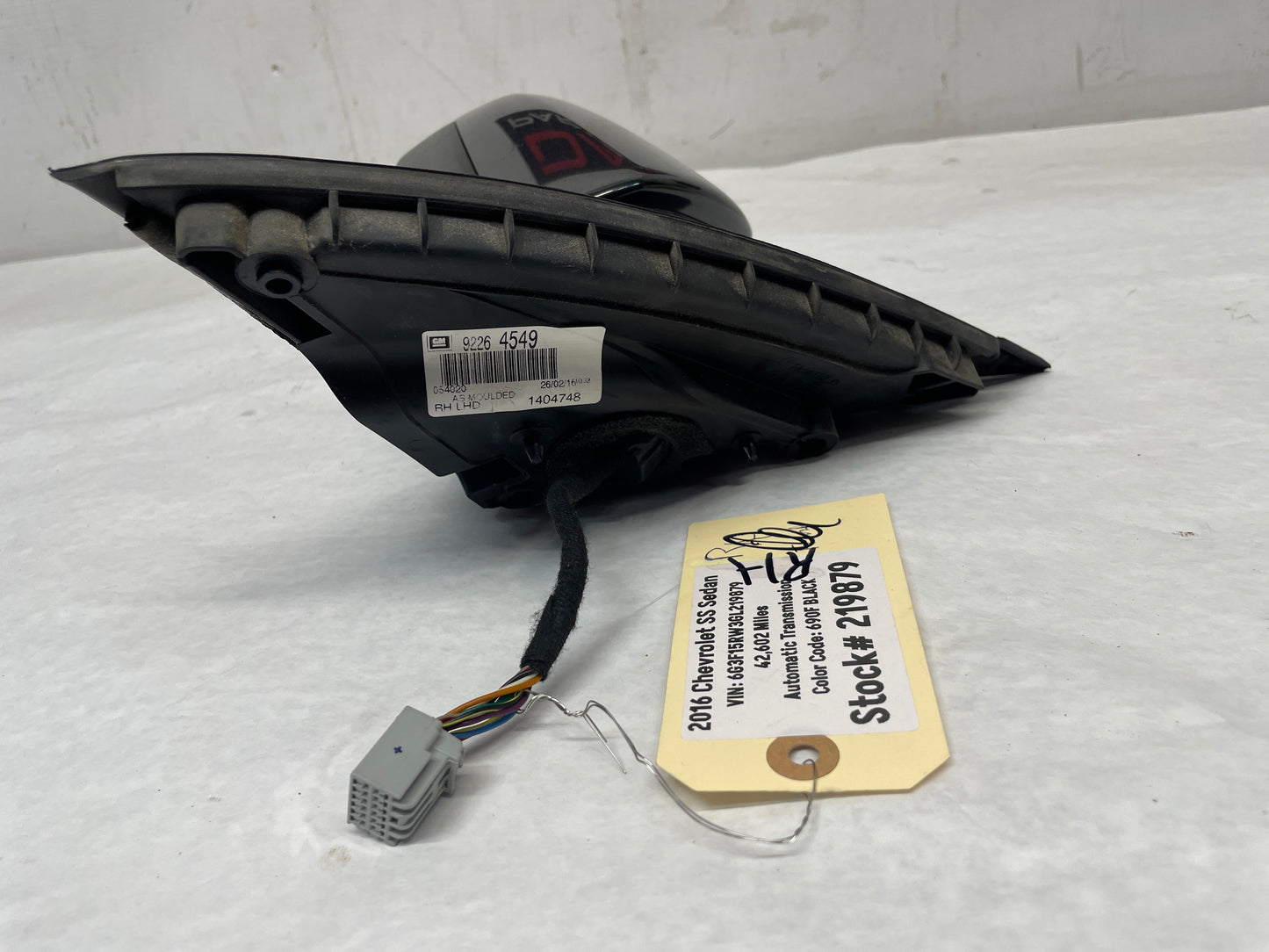 2016 Chevy SS Sedan RH Passenger Exterior Out Side Mirror Black OEM - Day's Parts Yard