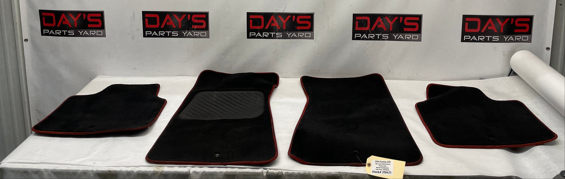 2004 Pontiac GTO Front and Rear Floor Mats Red Trim OEM - Day's Parts Yard