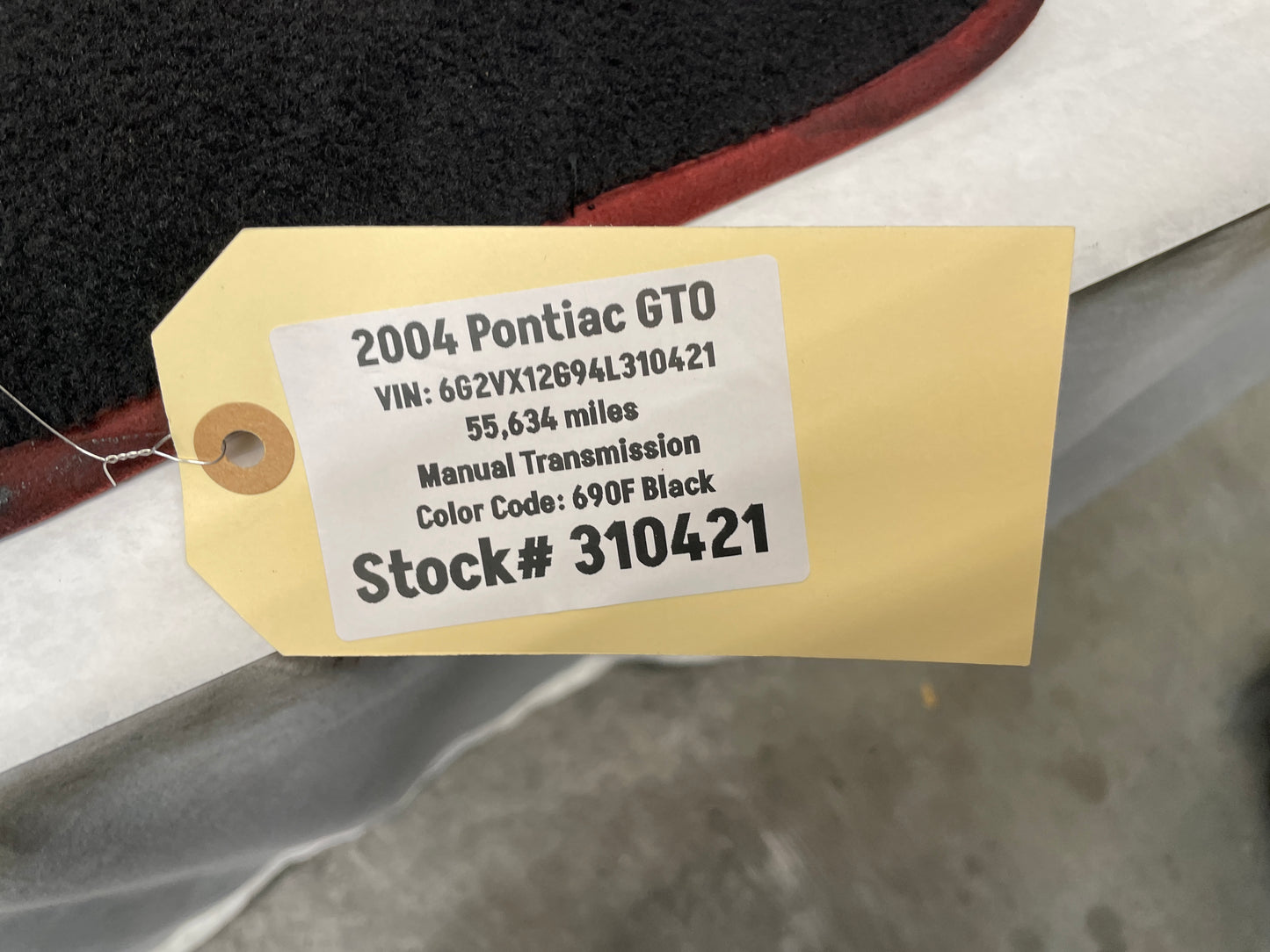 2004 Pontiac GTO Front and Rear Floor Mats Red Trim OEM - Day's Parts Yard