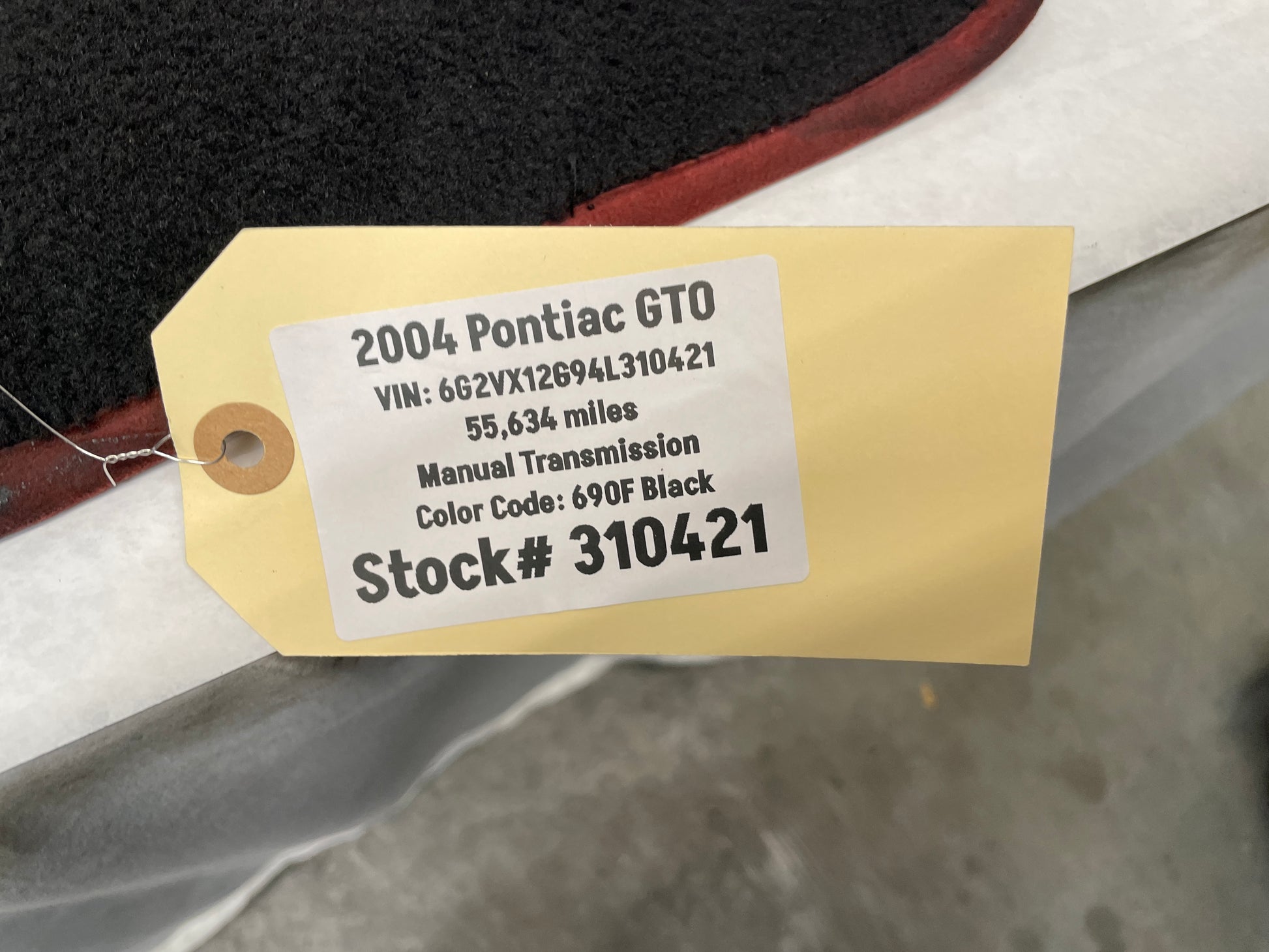 2004 Pontiac GTO Front and Rear Floor Mats Red Trim OEM - Day's Parts Yard