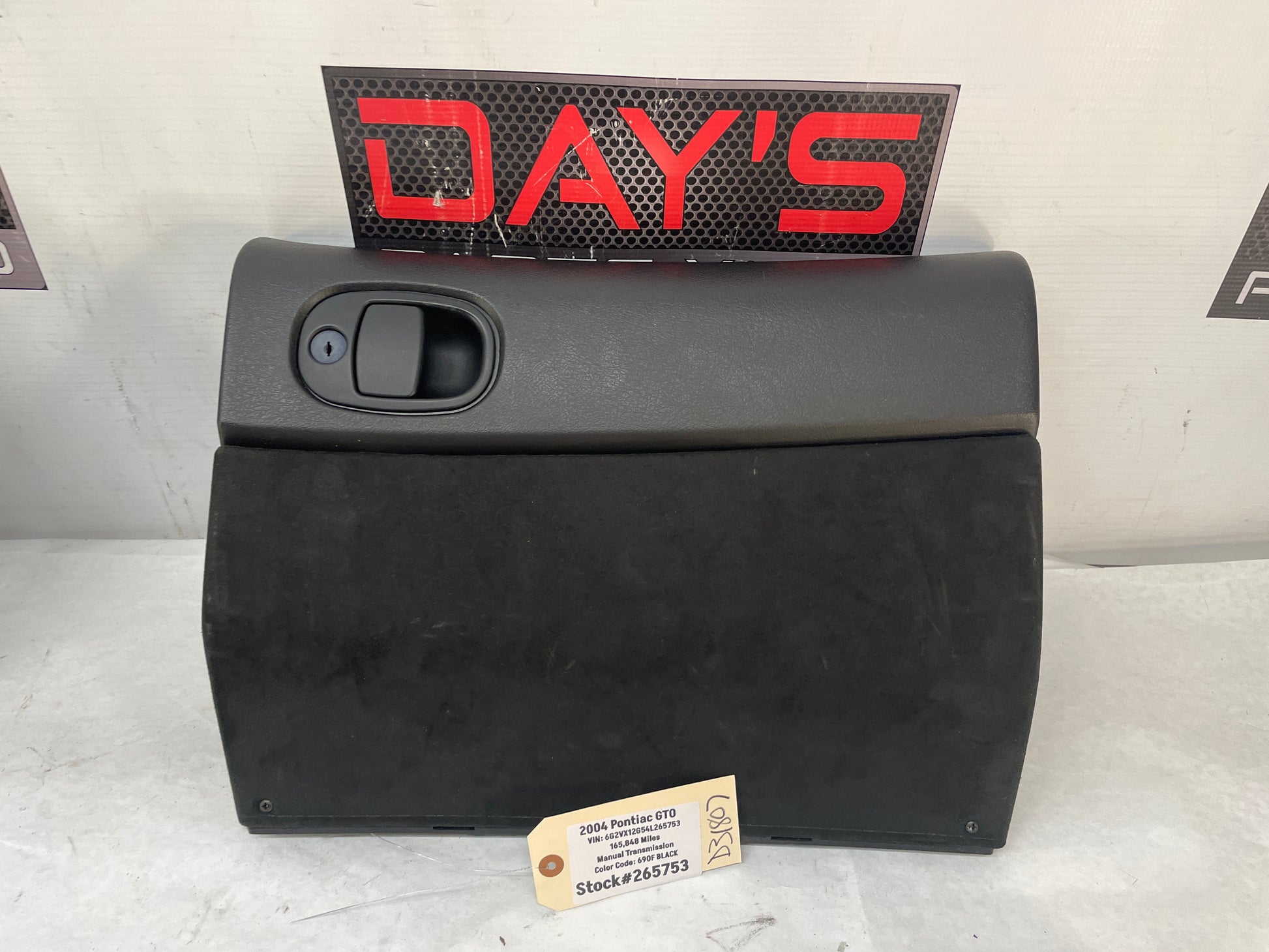 2004 Pontiac GTO Glove Box Assembly Compartment Black Suede OEM - Day's Parts Yard