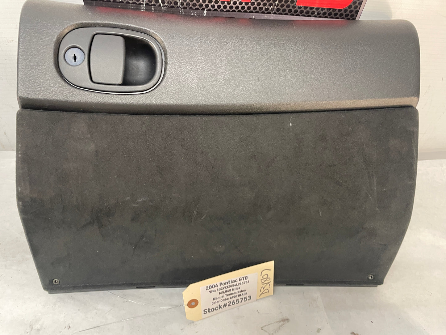 2004 Pontiac GTO Glove Box Assembly Compartment Black Suede OEM - Day's Parts Yard