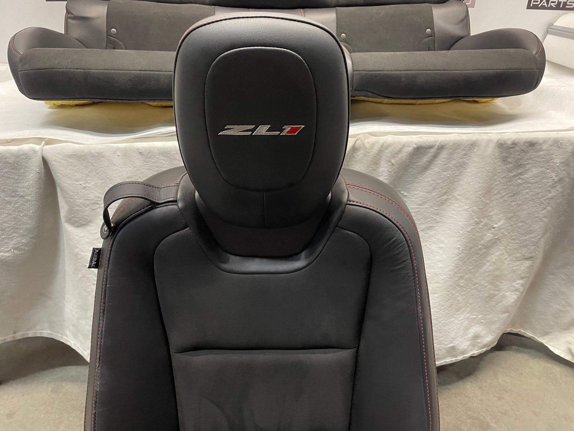 2013 Chevy Camaro ZL1 Seats Fronts and Rears Black Leather and Suede OEM - Day's Parts Yard
